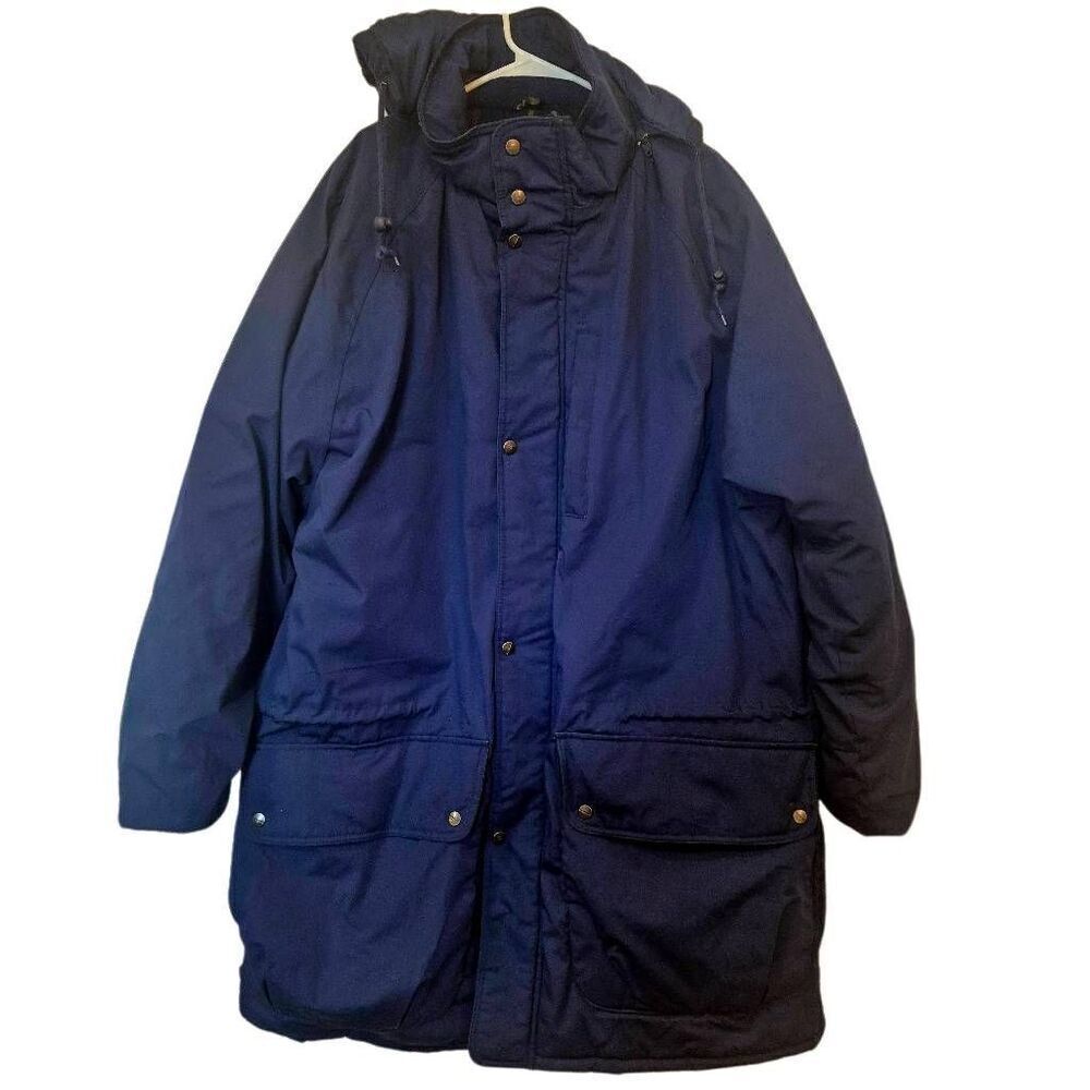 Field & Stream Men's Navy Cotton/Poly Insulated Coat w Detachable Hood